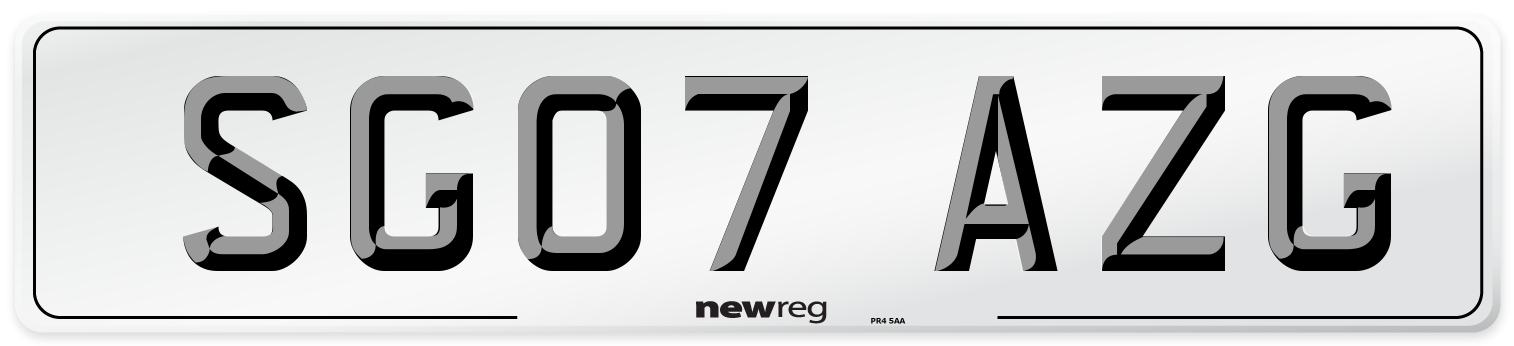 SG07 AZG Number Plate from New Reg